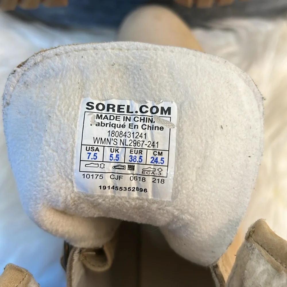 #0169- Sorel After Hours Lace Up Shearling Wedge Boots-Lined Cuff-7.5 - Picture 10 of 11